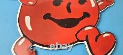 Vintage Kool Aid Sign Fruit Beverage Mix Powder Piggly Porcelain Gas Pump Sign
