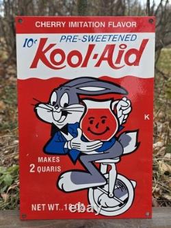 Vintage Kool-aid Pre-sweetened Porcelain Sign 12×8