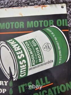 Vintage Koolmotor Lubrication Porcelain Sign Gas Car Truck Oil 12 X 8.5