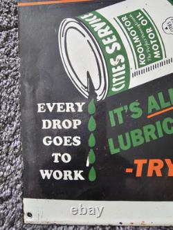 Vintage Koolmotor Lubrication Porcelain Sign Gas Car Truck Oil 12 X 8.5