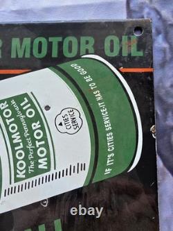 Vintage Koolmotor Motor Lubrication Porcelain Sign 10×9