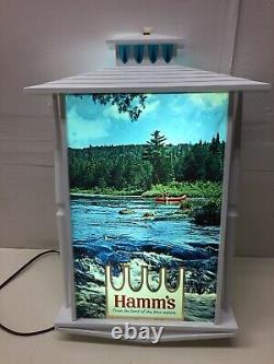 Vintage LARGE 1960's Hamm's Lighted Beer Sign Lake Waterfall Canoe Breweriana