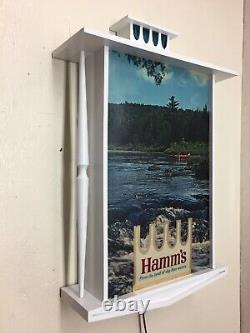 Vintage LARGE 1960's Hamm's Lighted Beer Sign Lake Waterfall Canoe Breweriana