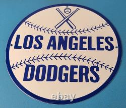 Vintage LA Dodgers Sign MLB Baseball Stadium Porcelain Gas Pump Sign