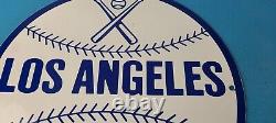 Vintage LA Dodgers Sign MLB Baseball Stadium Porcelain Gas Pump Sign