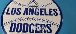 Vintage LA Dodgers Sign MLB Baseball Stadium Porcelain Gas Pump Sign