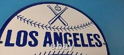 Vintage LA Dodgers Sign MLB Baseball Stadium Porcelain Gas Pump Sign
