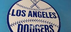 Vintage LA Dodgers Sign MLB Baseball Stadium Porcelain Gas Pump Sign