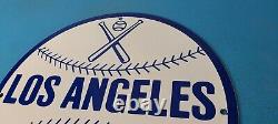 Vintage LA Dodgers Sign MLB Baseball Stadium Porcelain Gas Pump Sign