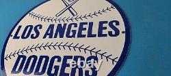 Vintage LA Dodgers Sign MLB Baseball Stadium Porcelain Gas Pump Sign
