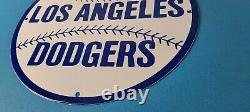 Vintage LA Dodgers Sign MLB Baseball Stadium Porcelain Gas Pump Sign