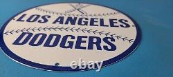 Vintage LA Dodgers Sign MLB Baseball Stadium Porcelain Gas Pump Sign