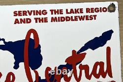 Vintage Lake Central Airlines Porcelain Sign Great Lakes Midwest Airplane Hangar