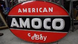 Vintage Large 2 Sided porcelain Amaco gas station station sign near mint