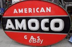 Vintage Large 2 Sided porcelain Amaco gas station station sign near mint