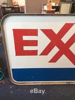 Vintage Large EXXON Gas Station Sign Original Frame And Hangers Appx. 84 X 46