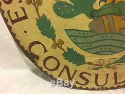 Vintage Large Unitated States of Mexico Consulate Porcelain Sign