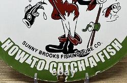 Vintage Layfield Fishing Lures Porcelain Sign Gas Oil Disney Goofy Penn Rapala