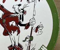 Vintage Layfield Fishing Lures Porcelain Sign Gas Oil Disney Goofy Penn Rapala