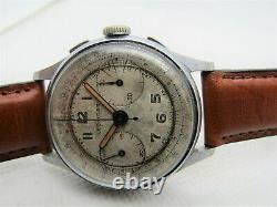 Vintage Leonidas Landeron 48 Triple Signed Chronograph Pre Heuer Circa 40's