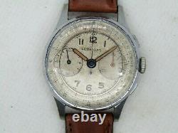 Vintage Leonidas Landeron 48 Triple Signed Chronograph Pre Heuer Circa 40's