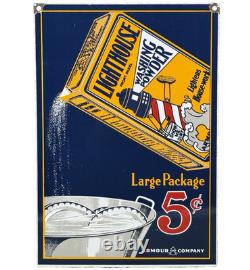Vintage Lighthouse Soap Porcelain Sign Marine Gas Station Store Oil Nautical