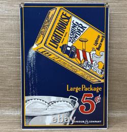 Vintage Lighthouse Soap Porcelain Sign Marine Gas Station Store Oil Nautical