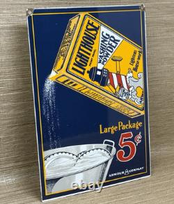 Vintage Lighthouse Soap Porcelain Sign Marine Gas Station Store Oil Nautical