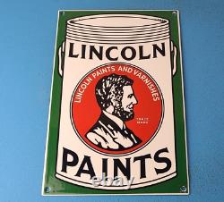Vintage Lincoln Paints Porcelain General Store Service Station Pump Plate Sign