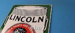 Vintage Lincoln Paints Porcelain General Store Service Station Pump Plate Sign