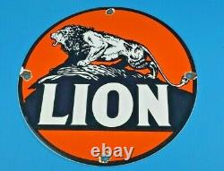 Vintage Lion Gasoline Porcelain Gas Motor Oil Auto Service Station Pump Sign