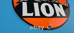 Vintage Lion Gasoline Porcelain Gas Motor Oil Auto Service Station Pump Sign