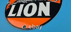 Vintage Lion Gasoline Porcelain Gas Motor Oil Auto Service Station Pump Sign