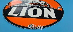 Vintage Lion Gasoline Porcelain Gas Motor Oil Auto Service Station Pump Sign