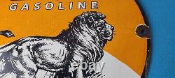 Vintage Lion Gasoline Porcelain Sign Gas Pump Sign