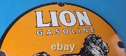 Vintage Lion Gasoline Porcelain Sign Gas Pump Sign