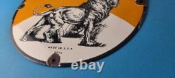 Vintage Lion Gasoline Porcelain Sign Gas Pump Sign