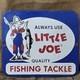 Vintage Little Joe Tackle Fish Lure Porcelain Sign Gas Oil Car Truck 7&times;6