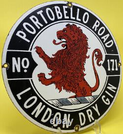 Vintage London Dry Gin Porcelain Sign Liquor Store Gas Oil England Union Jack