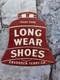 Vintage Long Wear Shoes Bell Porcelain Sign Car 8.5&times;7.5