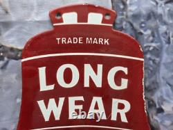 Vintage Long Wear Shoes Bell Porcelain Sign Car 8.5×7.5