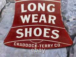 Vintage Long Wear Shoes Bell Porcelain Sign Car 8.5×7.5