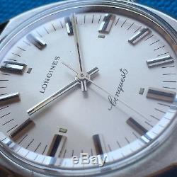 Vintage Longines Conquest Stainless Steel Watch 17J 1970 Signed Crown See Video