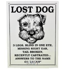 Vintage Lost Dog Porcelain Sign Gas Oil Fun Humor Restaurant Bar Hardware Store