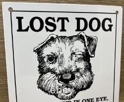 Vintage Lost Dog Porcelain Sign Gas Oil Fun Humor Restaurant Bar Hardware Store