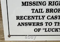 Vintage Lost Dog Porcelain Sign Gas Oil Fun Humor Restaurant Bar Hardware Store