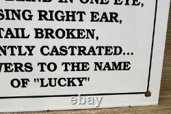 Vintage Lost Dog Porcelain Sign Gas Oil Fun Humor Restaurant Bar Hardware Store