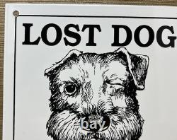 Vintage Lost Dog Porcelain Sign Gas Oil Fun Humor Restaurant Bar Hardware Store