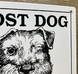 Vintage Lost Dog Porcelain Sign Gas Oil Fun Humor Restaurant Bar Hardware Store