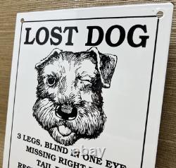 Vintage Lost Dog Porcelain Sign Gas Oil Fun Humor Restaurant Bar Hardware Store